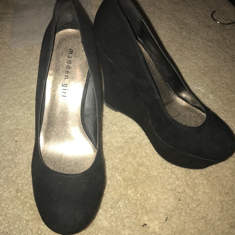 Black platform wedges